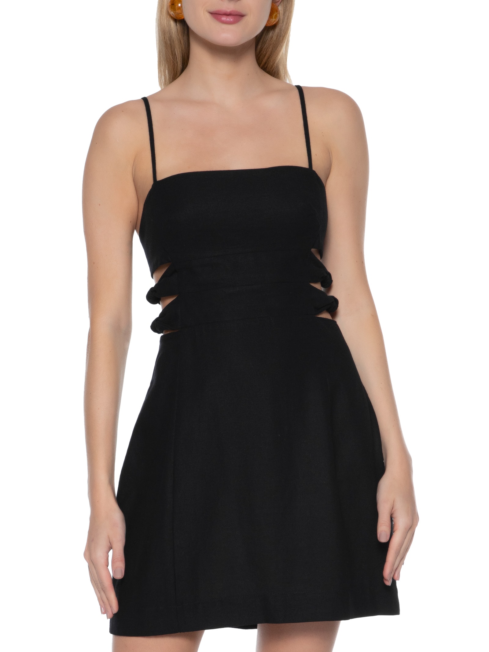 Vestido Curto com Recortes – Preto Farm