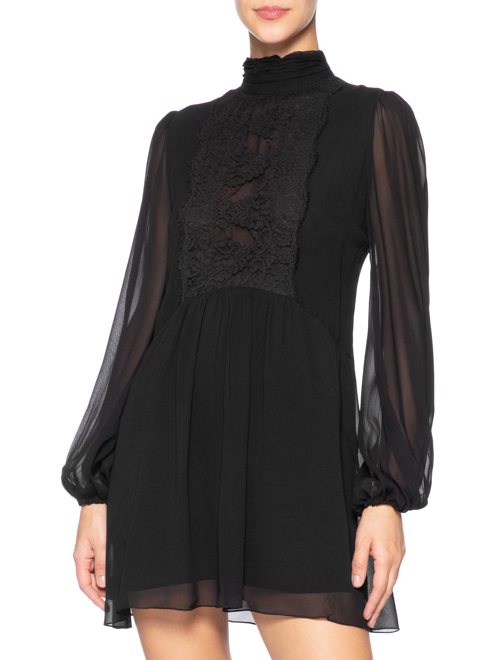 Vestido Curto Com Renda Preto Animale