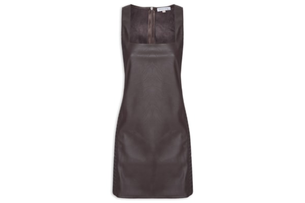 Vestido Curto com Trançado nas Laterais - Marrom