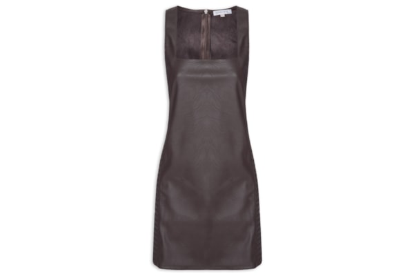 Vestido Curto com Trançado nas Laterais - Marrom