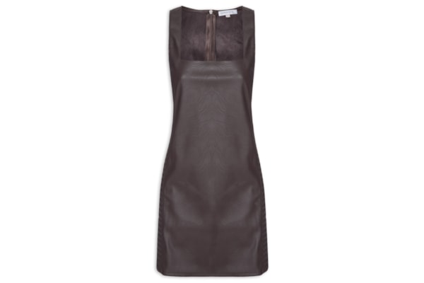 Vestido Curto com Trançado nas Laterais - Marrom