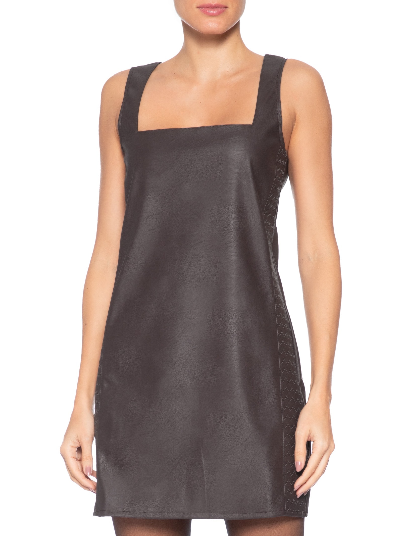 Vestido Curto com Trançado nas Laterais Marrom Market 33