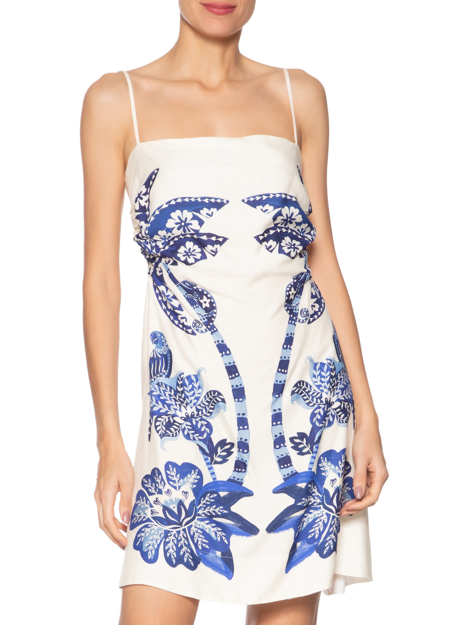 Vestido Curto Coqueiro Tropical Branco Farm