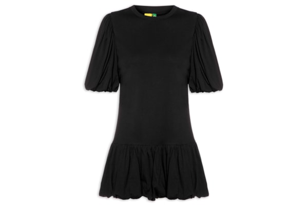 Vestido Curto Corte Cintura - Preto