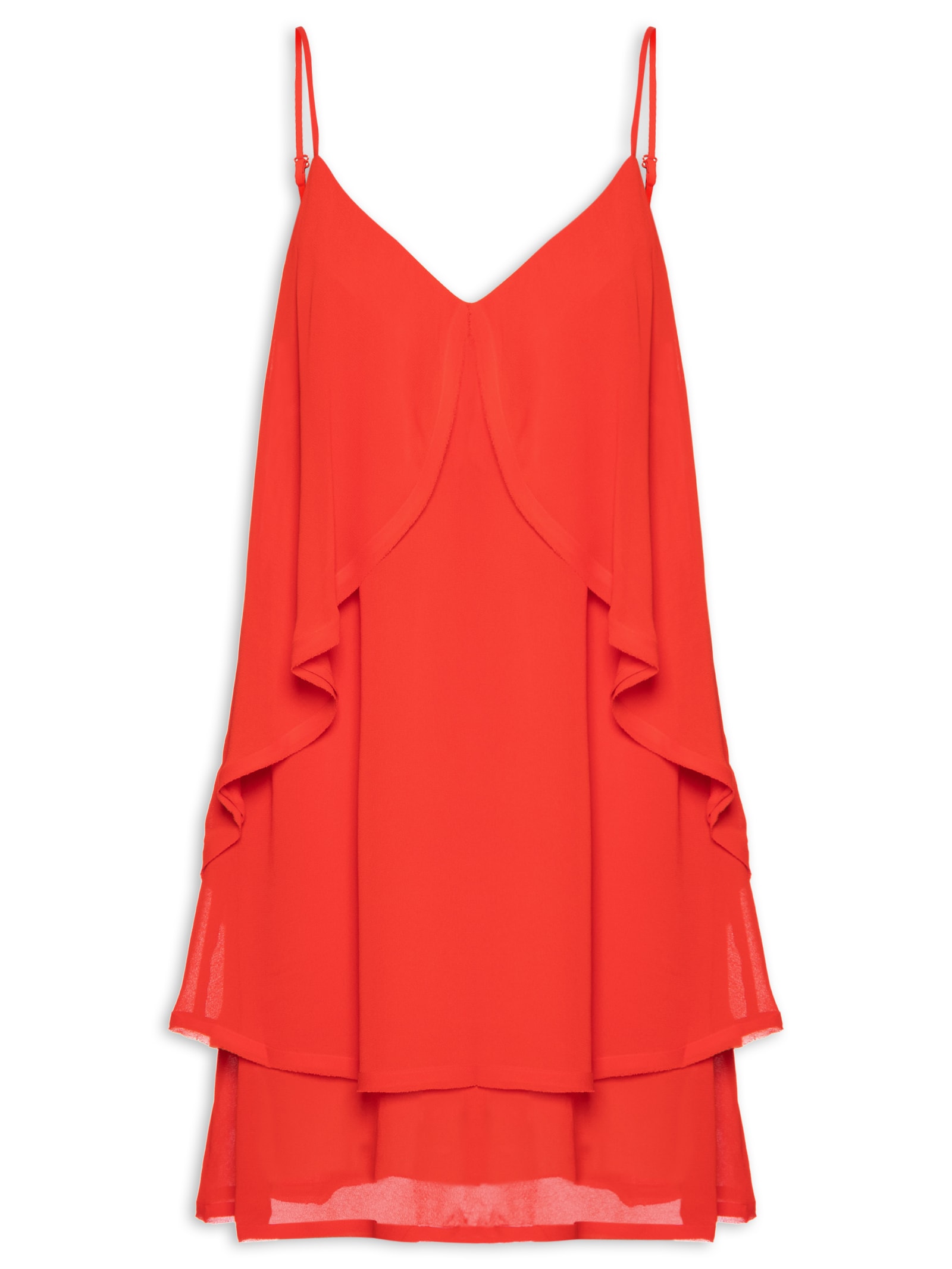 Vestido Curto Crepe Georgette Vermelho Maria Filó