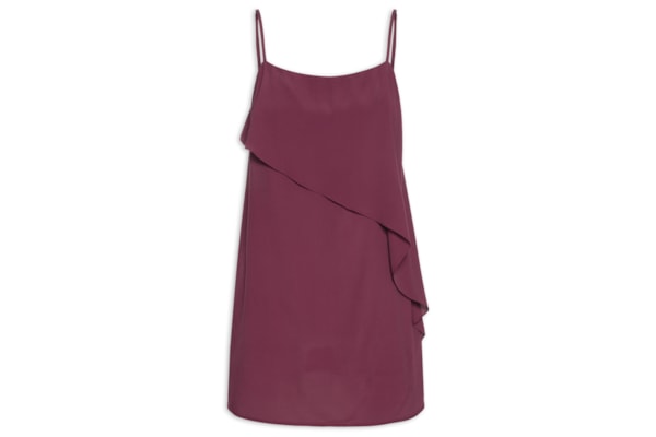 Vestido Curto Crepe Sobreposição - Marrom