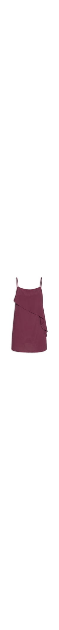 Vestido Curto Crepe Sobreposição - Marrom