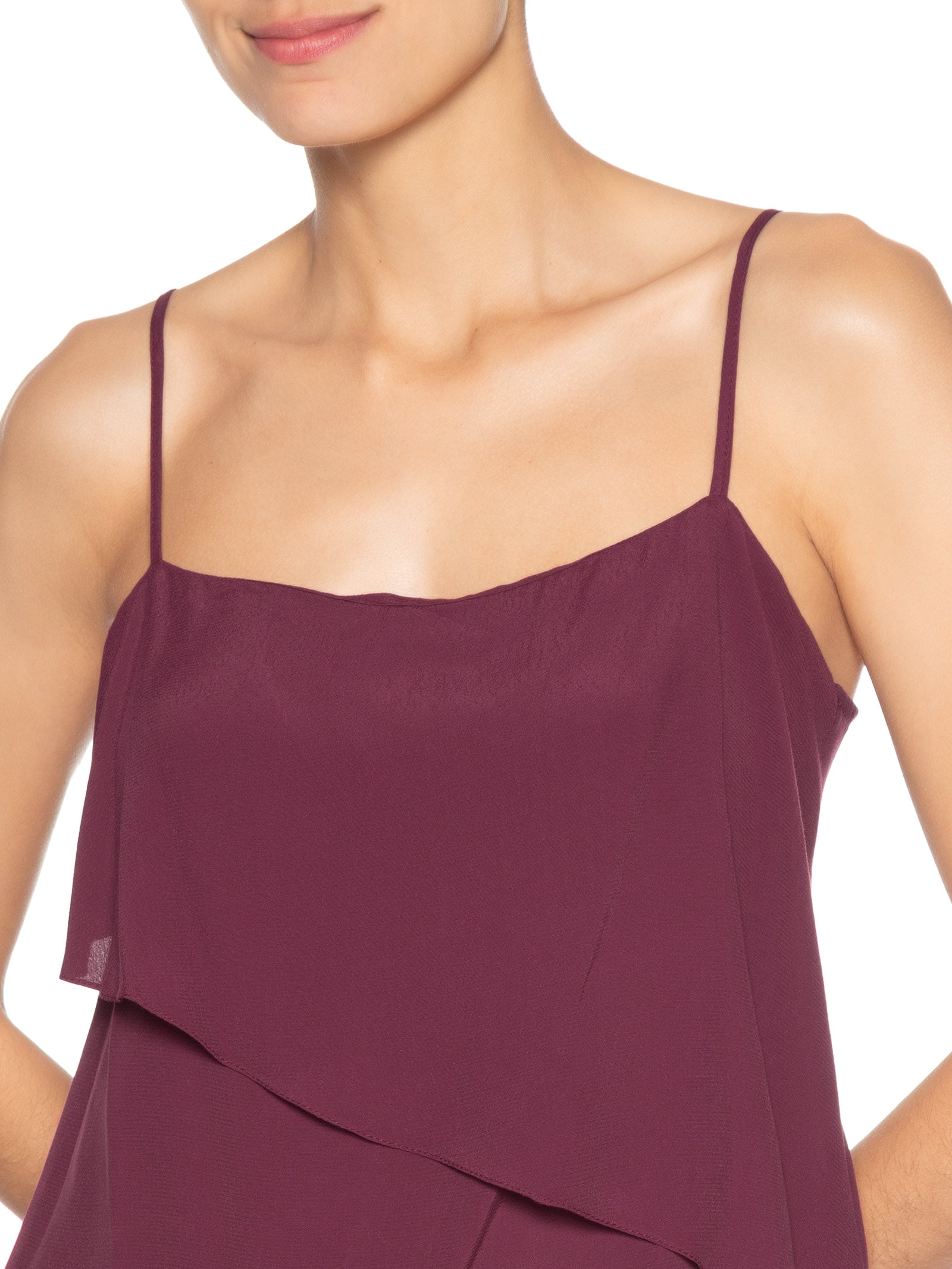 Vestido Curto Crepe Sobreposição Marrom Dress To
