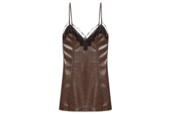 Vestido Curto de Alça - Marrom