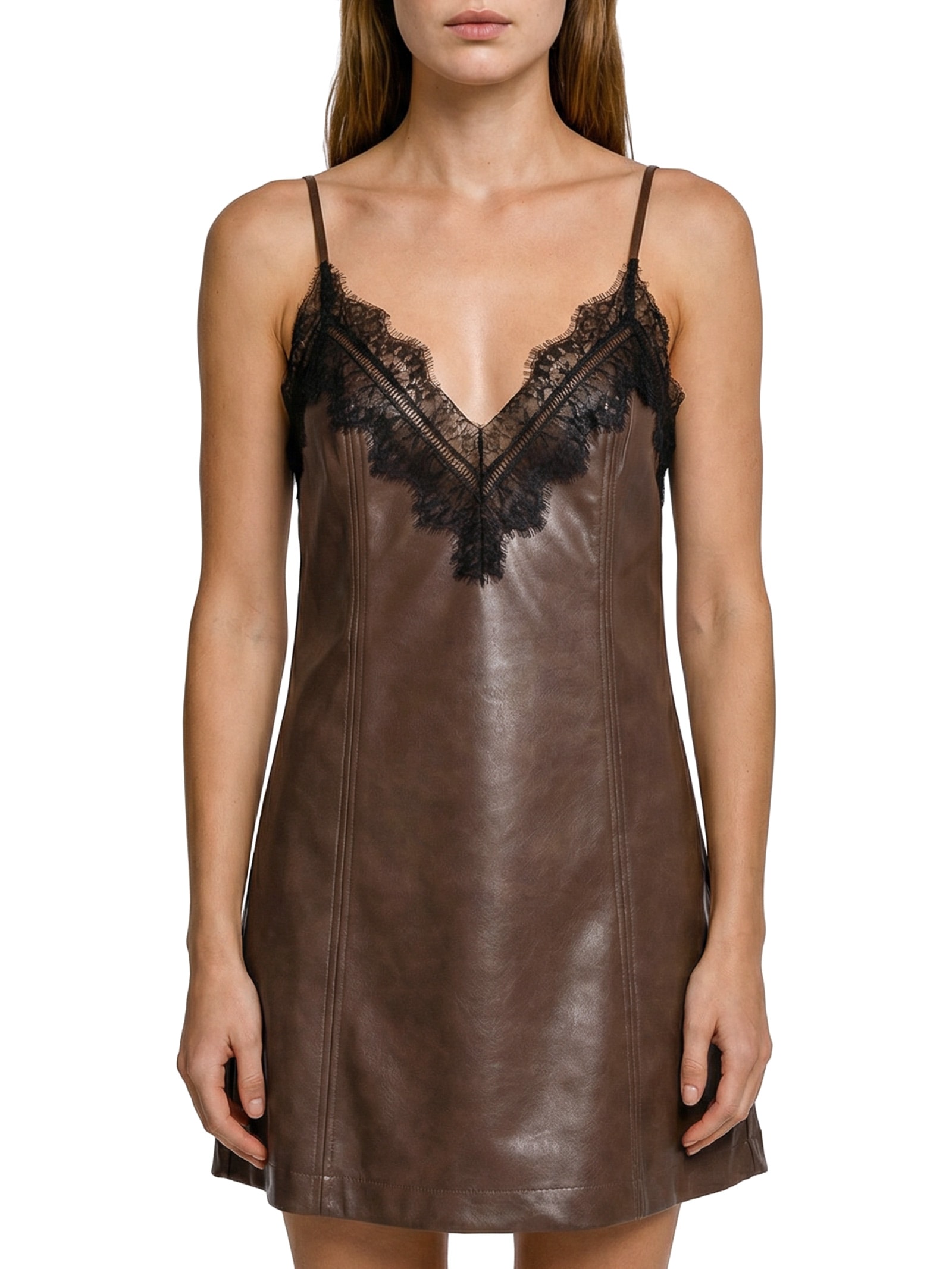 Vestido Curto de Alça Marrom My Favorite