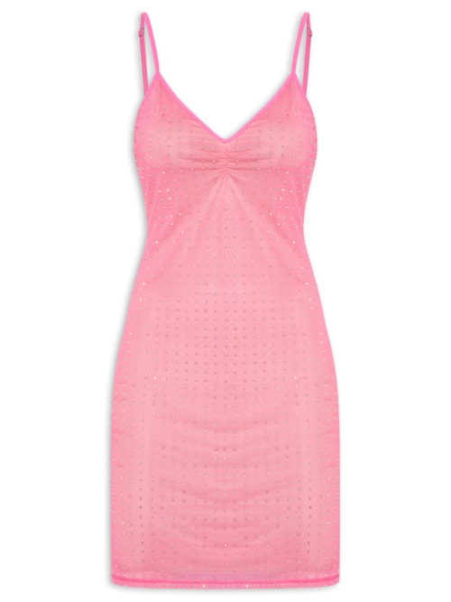 Vestido Curto De Alça Shine - Rosa