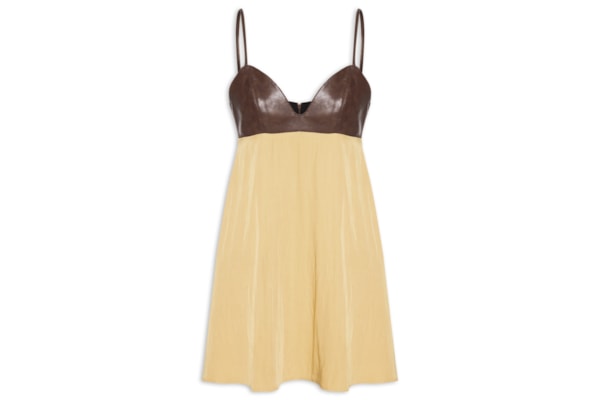 Vestido Curto De Alças - Marrom