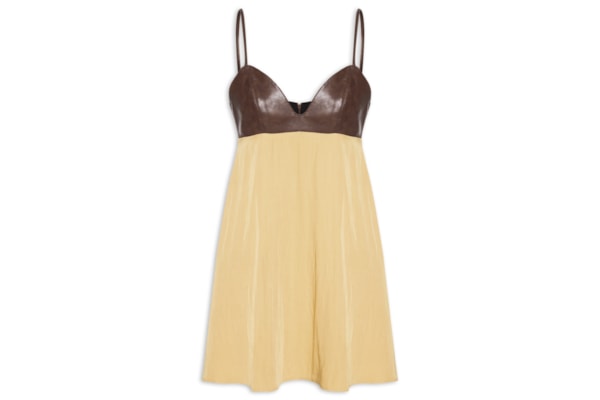 Vestido Curto De Alças - Marrom