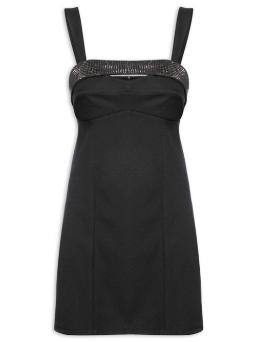 Vestido Curto De Alças Shine - Preto