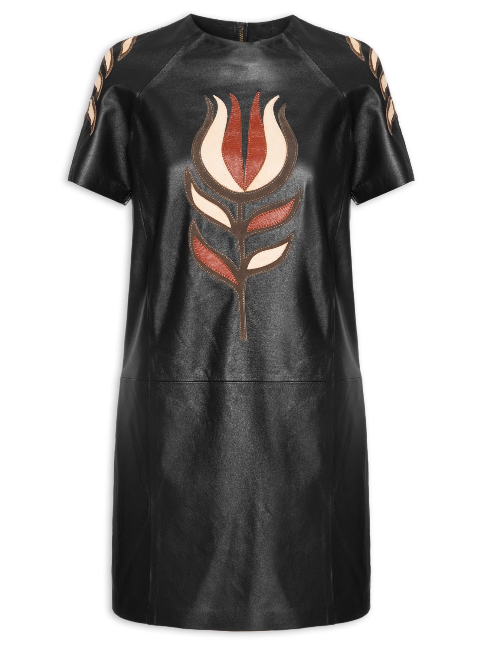 Vestido Curto de Couro Flor – Preto Animale