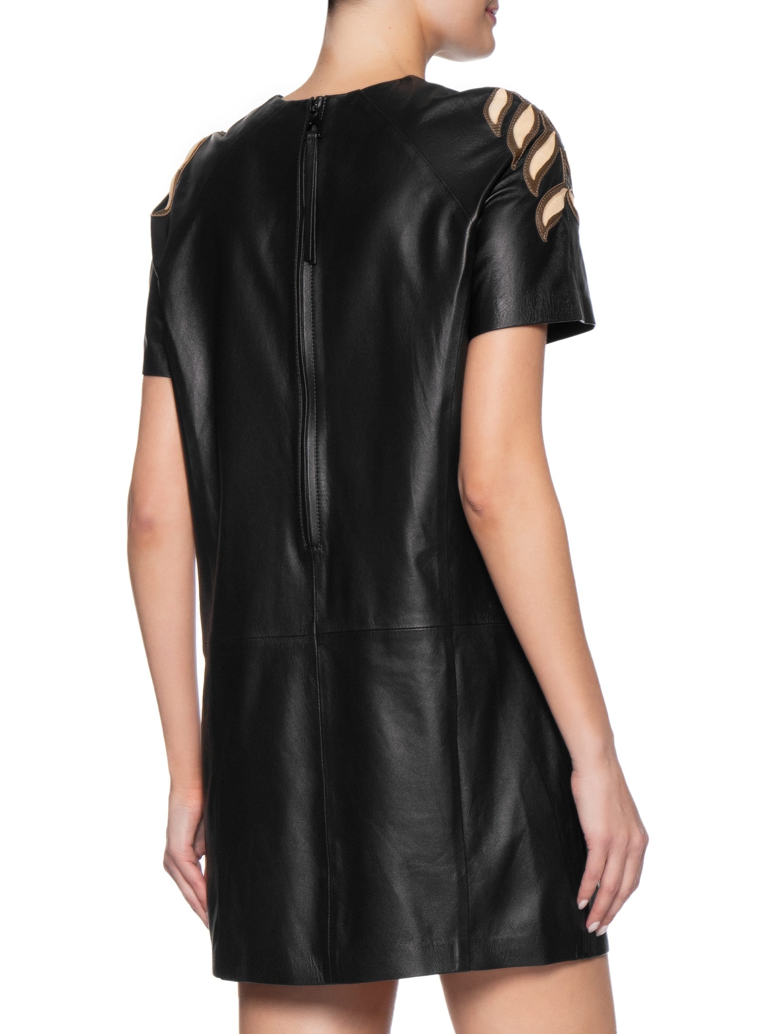 Vestido Curto de Couro Flor – Preto Animale