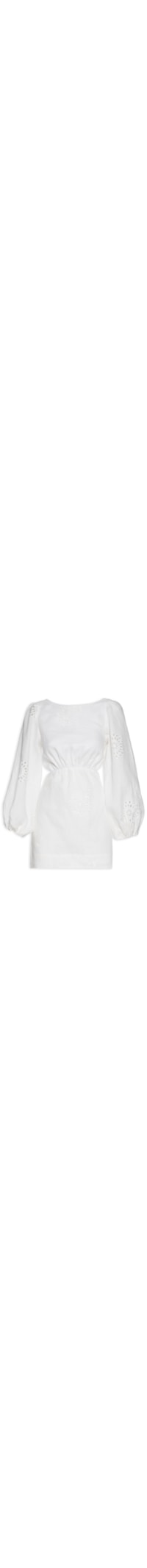 Vestido Curto De Laise Com Manga SMP - Branco