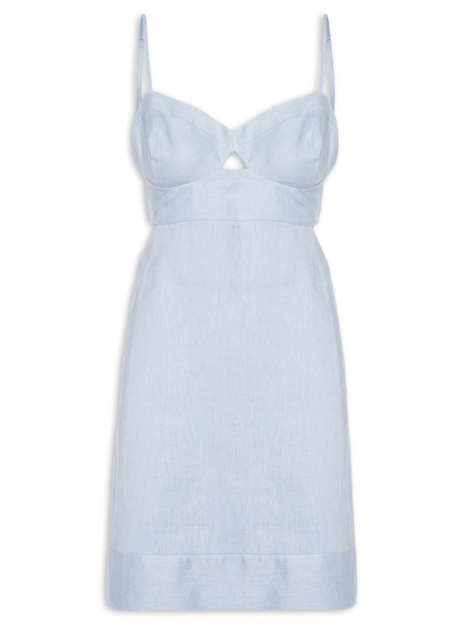 Vestido Curto De Linho Azul Animale