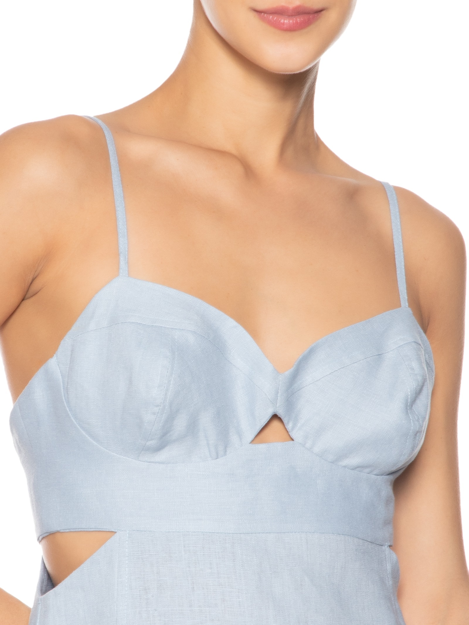 Vestido Curto De Linho Azul Animale