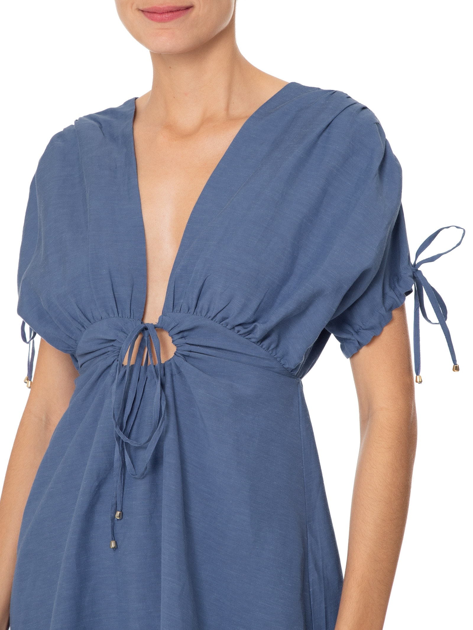 Vestido Curto De Linho Azul '2Essential