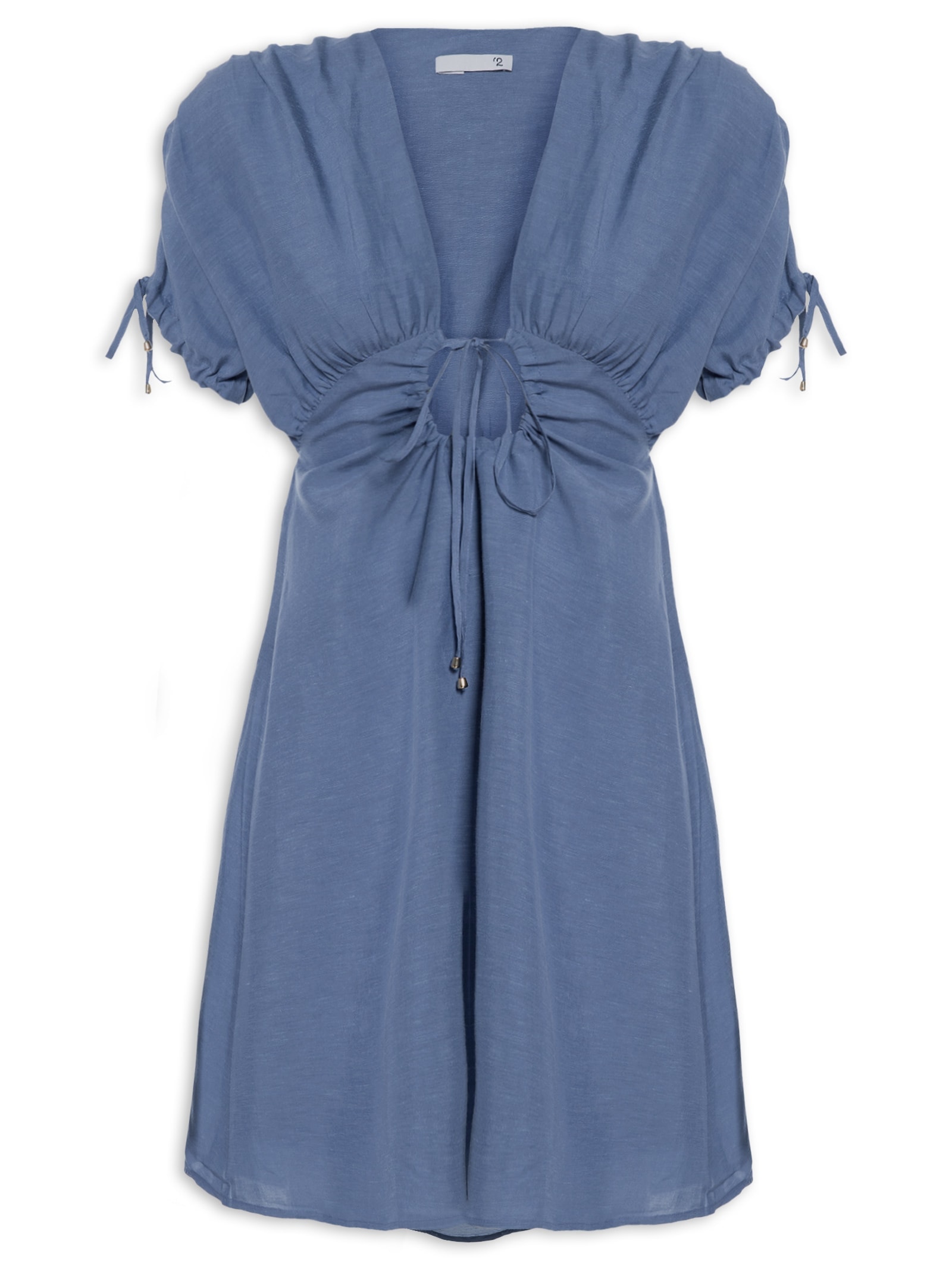 Vestido Curto De Linho Azul '2Essential