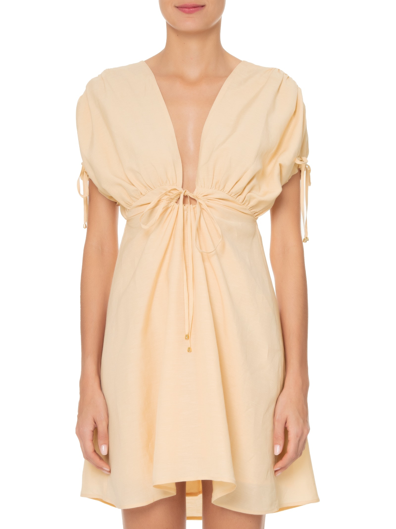 Vestido Curto De Linho Bege '2Essential