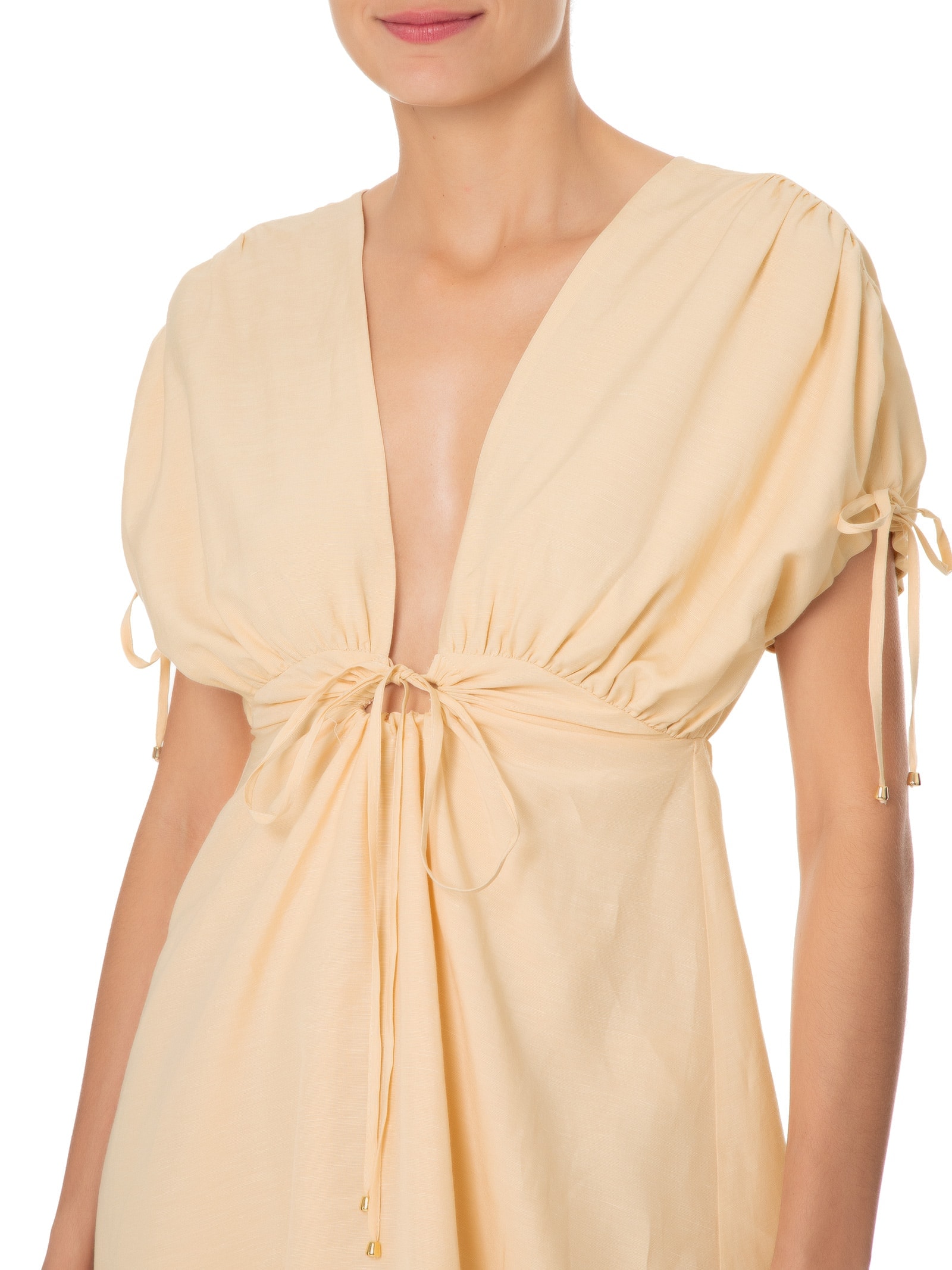 Vestido Curto De Linho Bege '2Essential