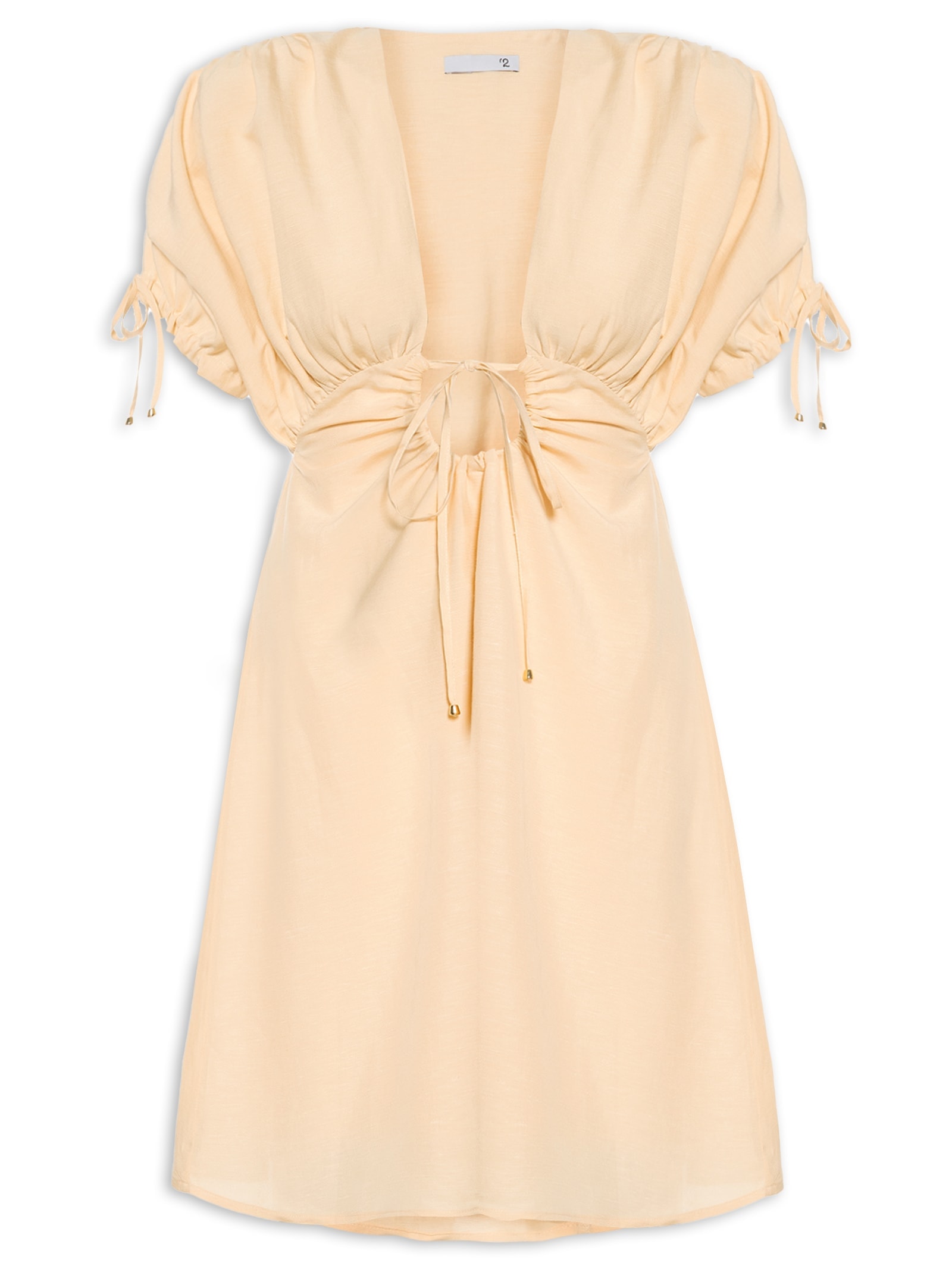 Vestido Curto De Linho Bege '2Essential