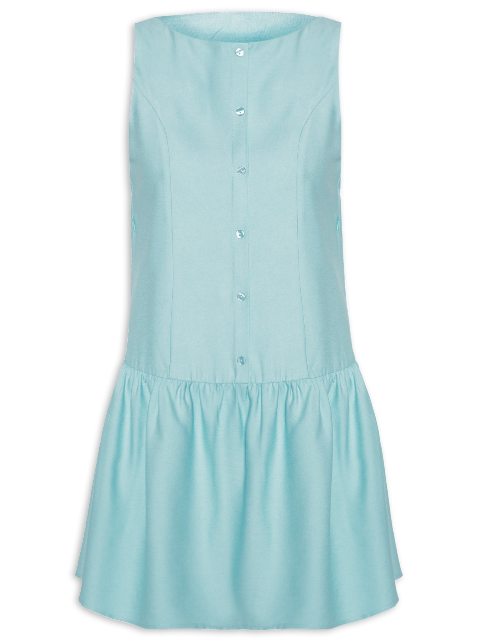 Vestido Curto Decote Canoa Azul Basiq