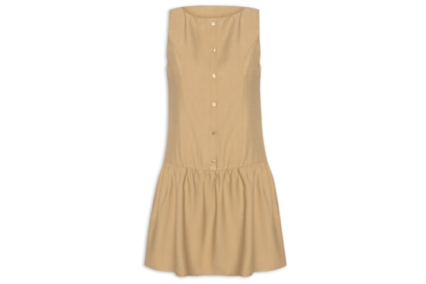 Vestido Curto Decote Canoa - Bege