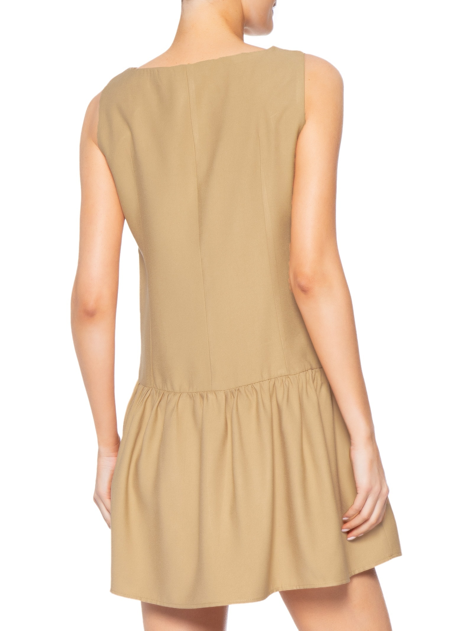 Vestido Curto Decote Canoa Bege Basiq