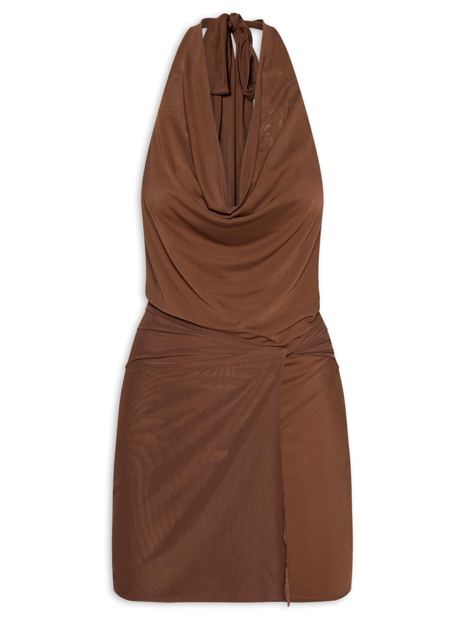 Vestido Curto Decote Degagê Marrom Farm