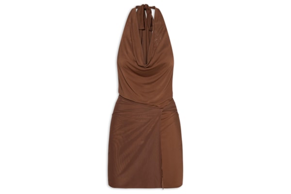 Vestido Curto Decote Degagê - Marrom