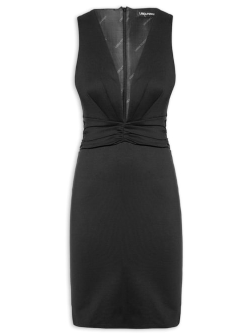 Vestido Curto Decote Profundo - Preto
