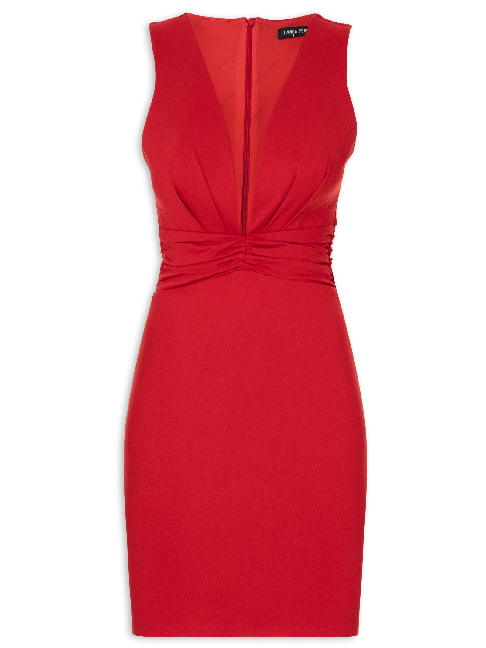 Lança Perfume Vestido Curto decote Profundo Vermelho