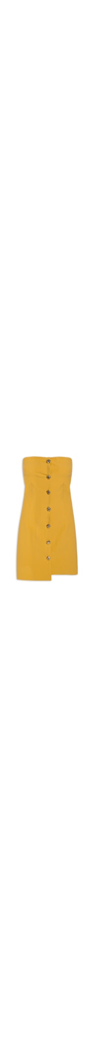 Vestido Curto Decote Reto Em Crepe Transpasse - Amarelo