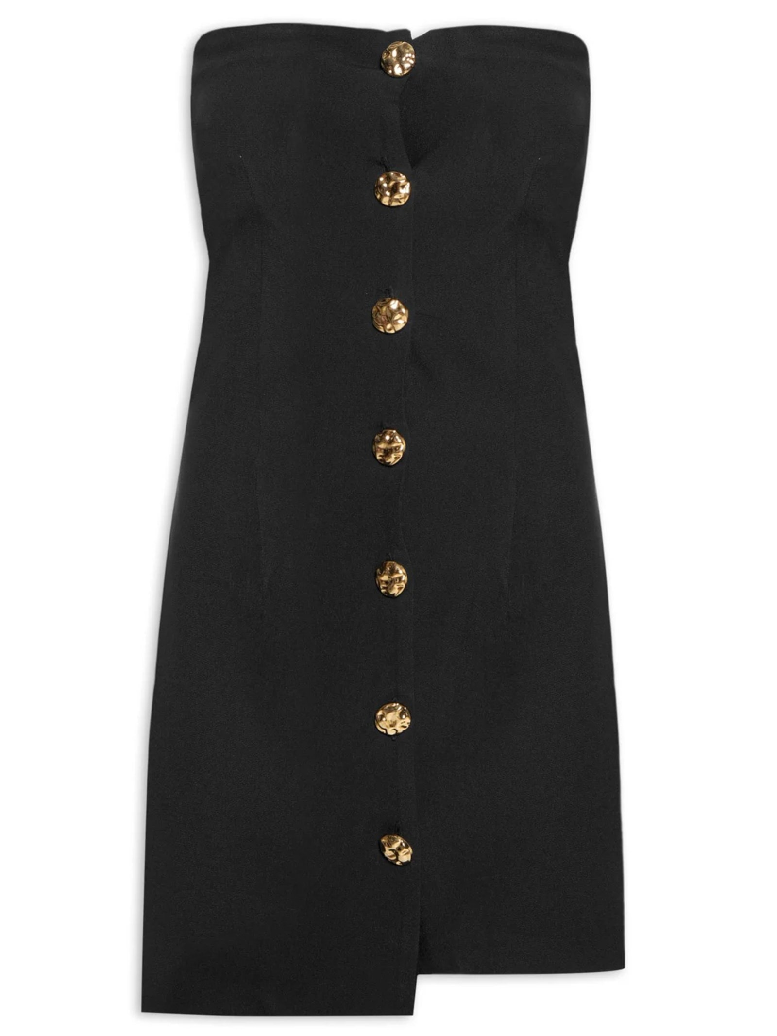 Vestido Curto Decote Reto Em Crepe Transpasse Preto '2Essential