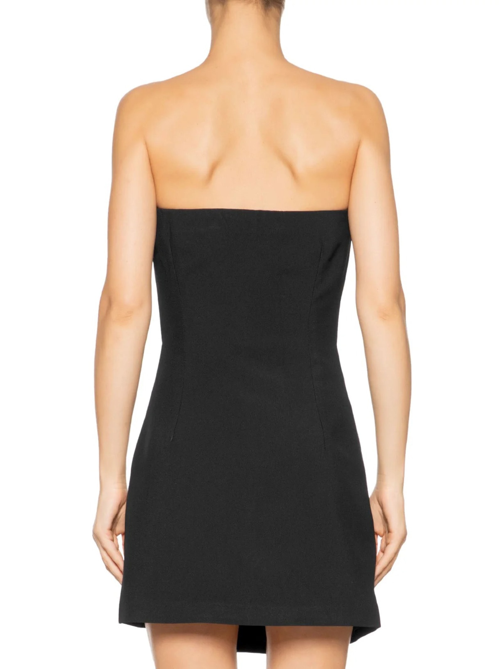 Vestido Curto Decote Reto Em Crepe Transpasse Preto '2Essential