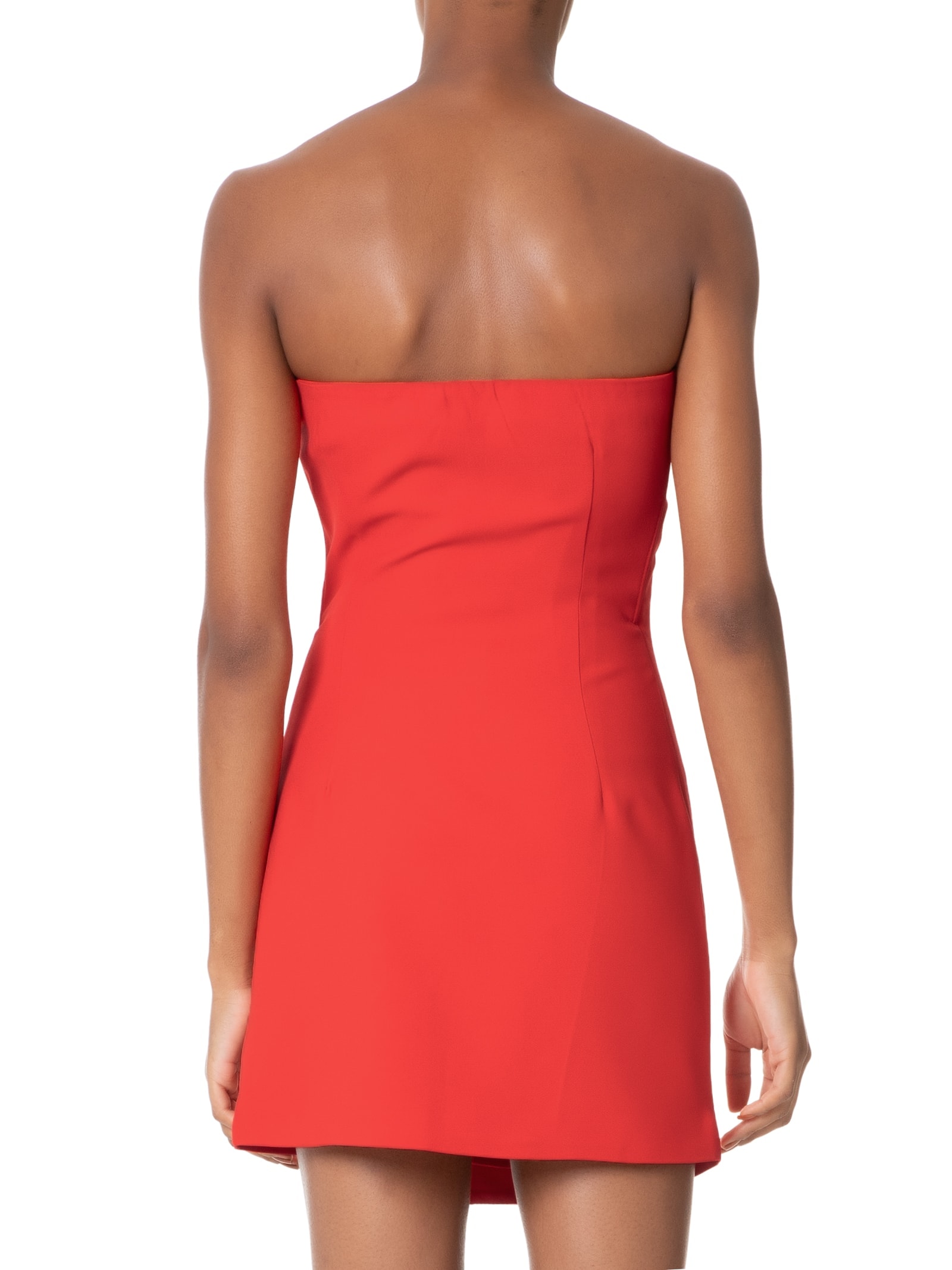 Vestido Curto Decote Reto Em Crepe Transpasse Vermelho '2Essential