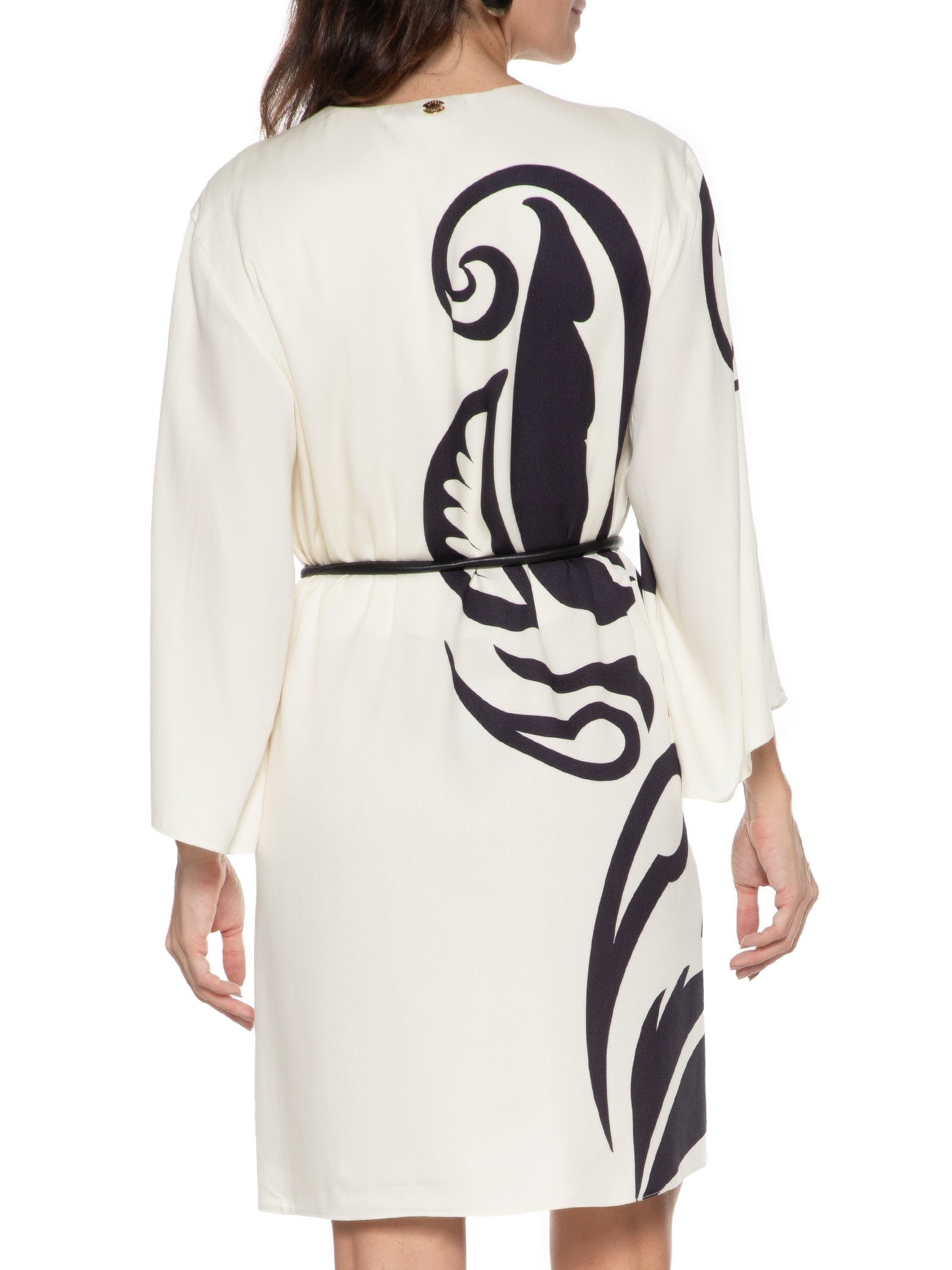 Vestido Curto Decote V Estampado Branco Lança Perfume