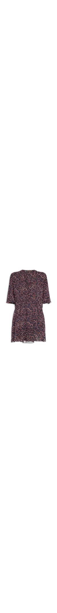 Vestido Curto Decote V Estampado – Marrom