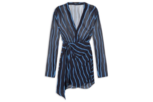 Vestido Curto Decote V Estampado – Preto