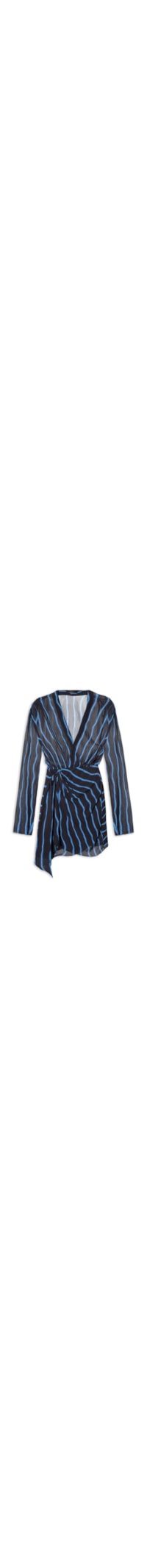 Vestido Curto Decote V Estampado – Preto