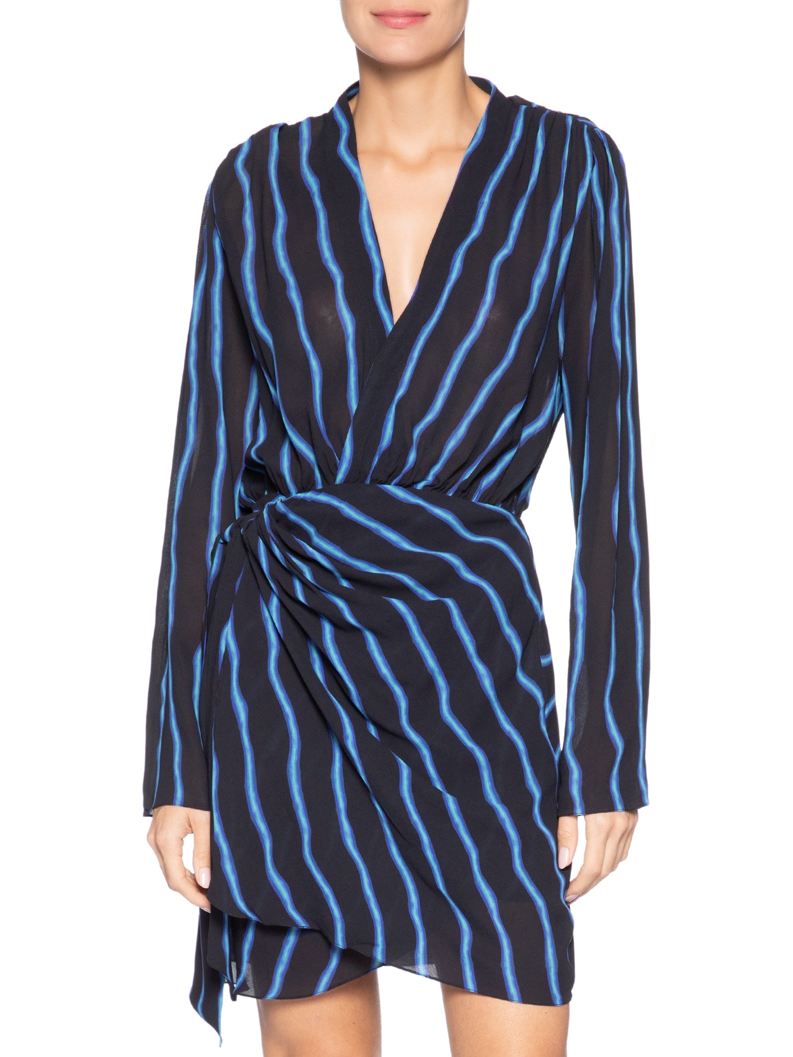 Vestido Curto Decote V Estampado – Preto Animale