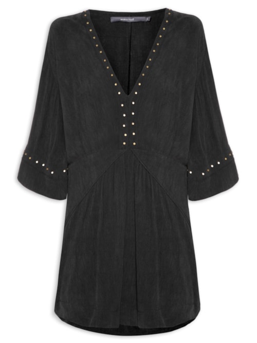 Vestido Curto Decote V – Preto