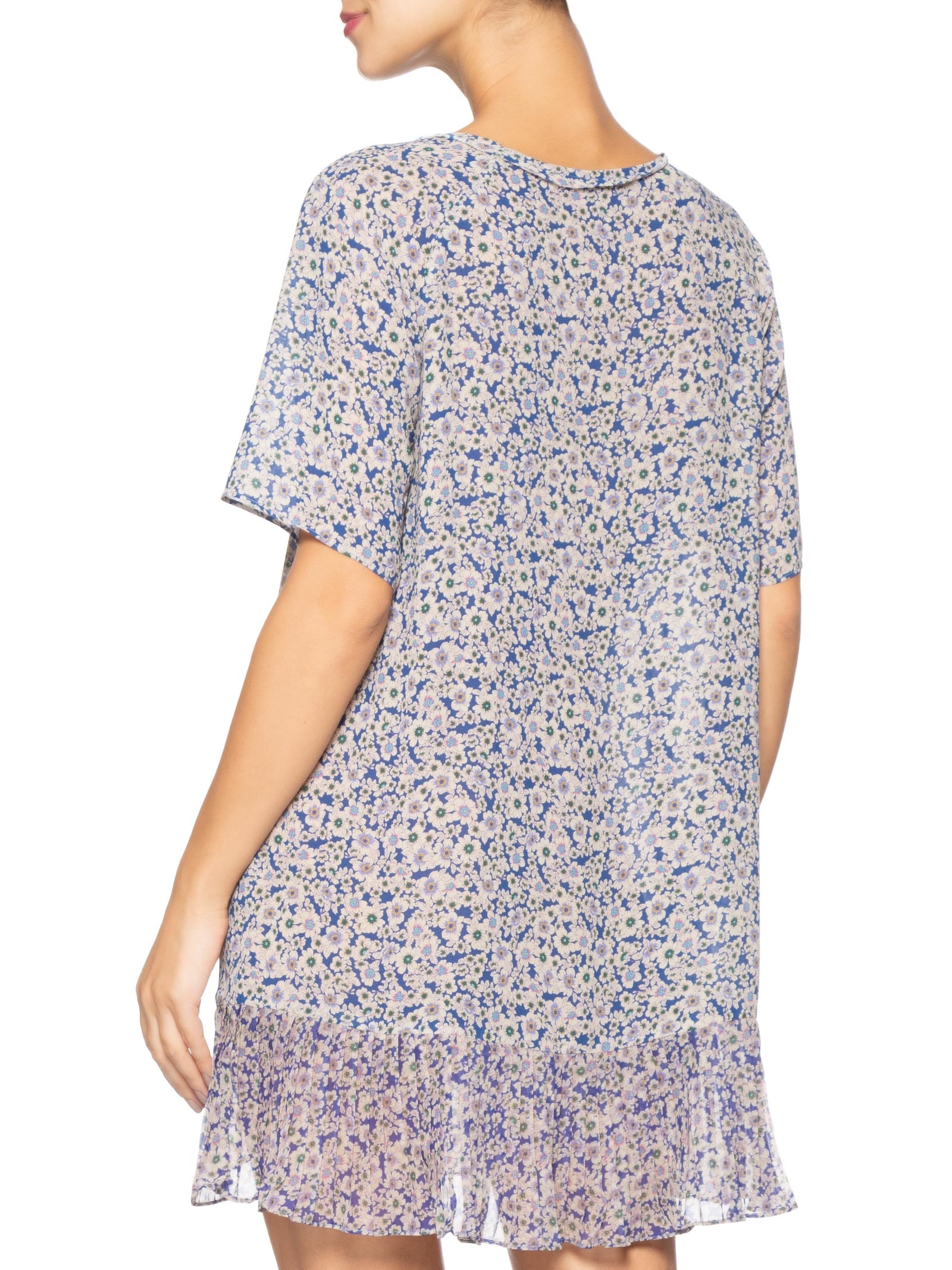 Vestido Curto Detalhe Plissado Azul Animale