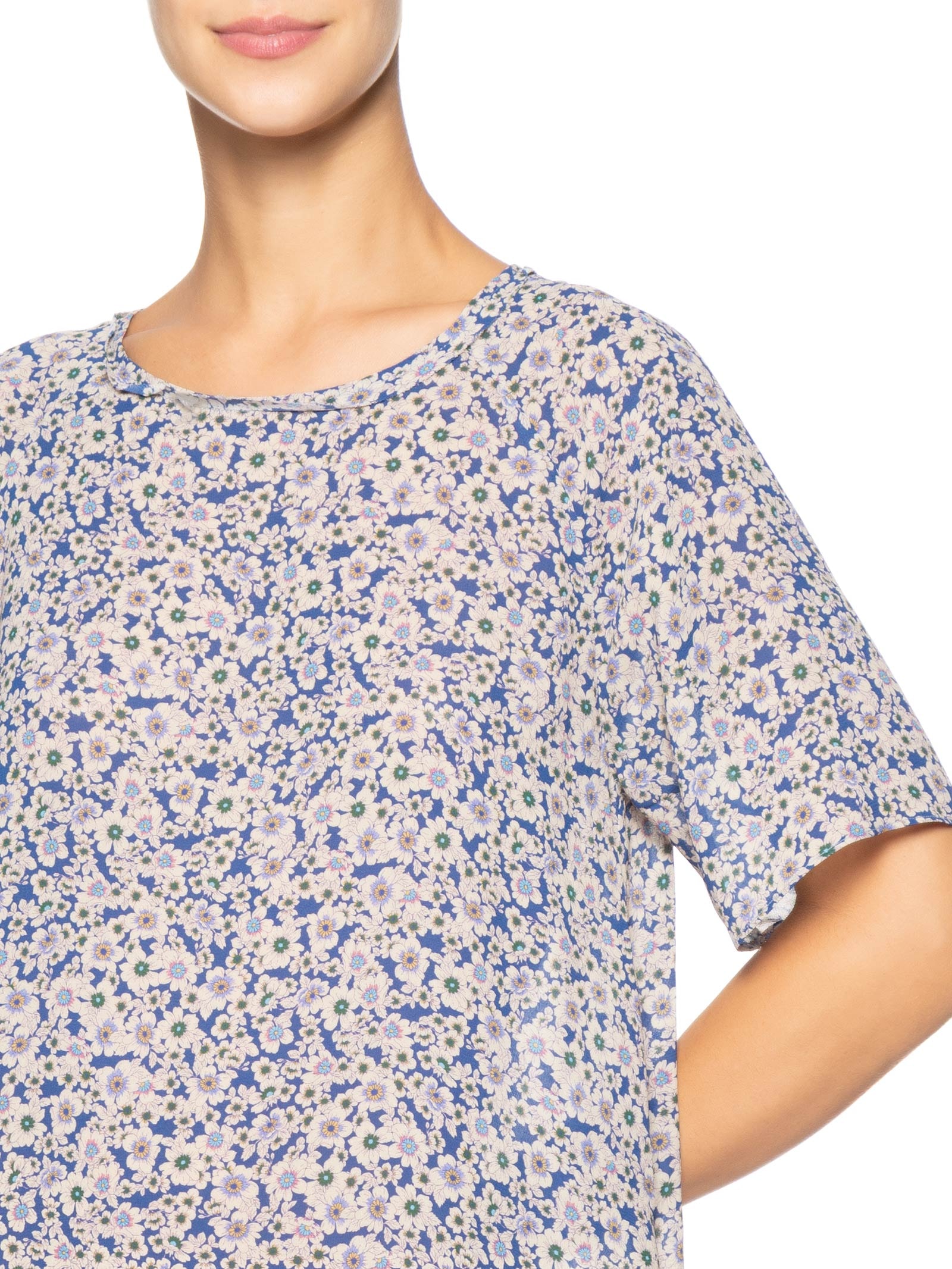 Vestido Curto Detalhe Plissado Azul Animale