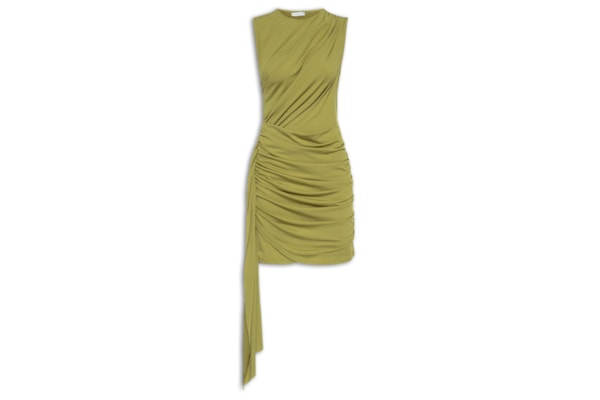 Vestido Curto Drapeado Assimétrico - Verde