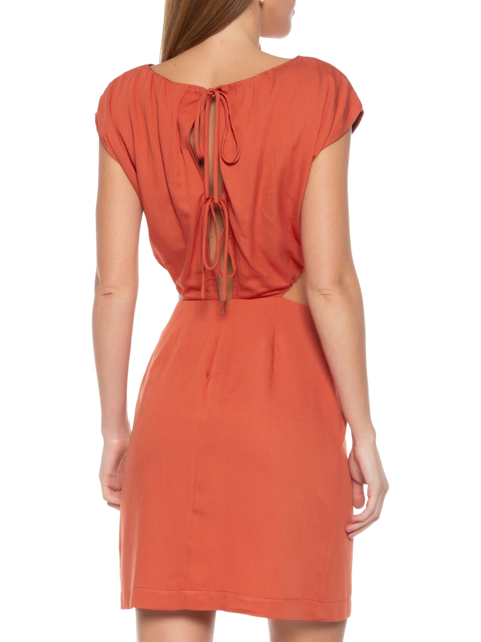 Vestido Curto Dtl Rolotê Laranja Basiq