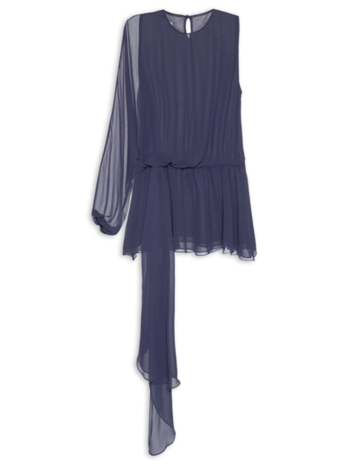 Vestido Curto Em Chiffon - Azul